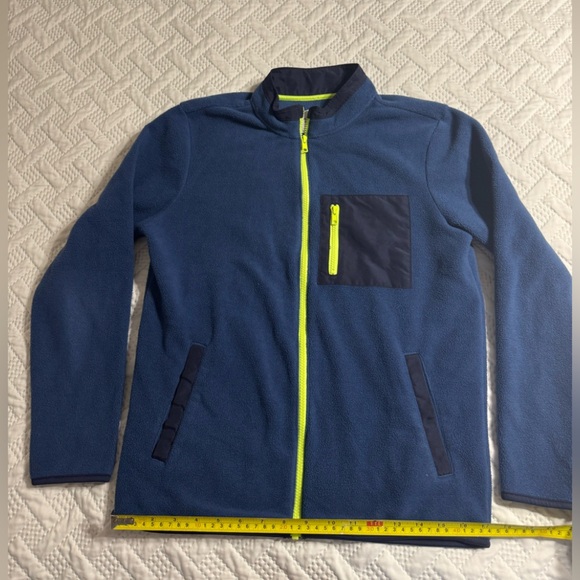 Old Navy Blue Fleece Jacket with Neon Accents Youth Boy XL 14/16 - Picture 8 of 8